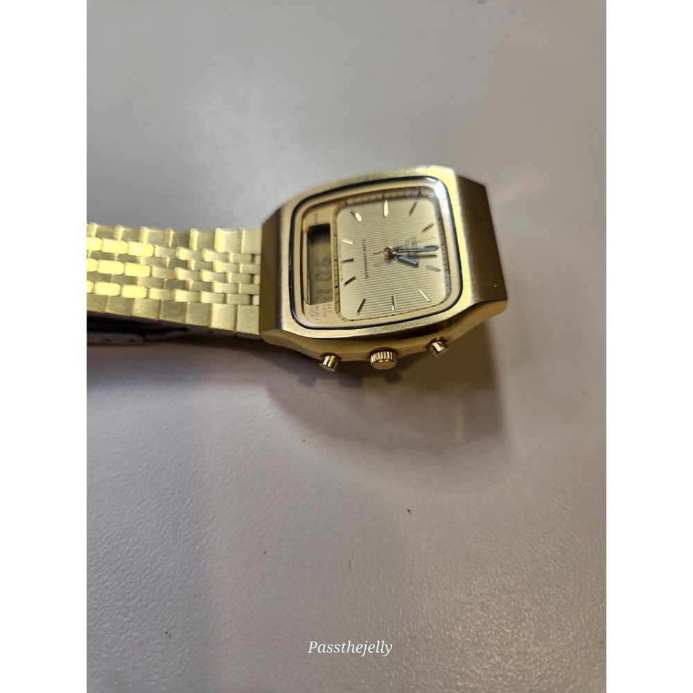 Rare Vintage Seiko H481-5000 Ana Digi Alarm Chronograph Gold Tone Japan Watch - Picture 5 of 9